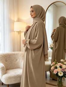 This Abaya Hijab Features An All-In-One Design With Elastic Cuffs, Suitable For Muslim And Islamic Women. - Multicolor - View 13
