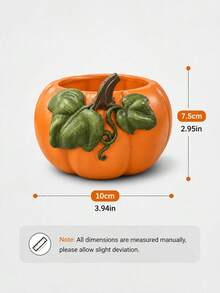 1pc Orange Pumpkin Planter, Fall Harvest Flower Pot With Green Leaf And Vine Details, Autumn Tabletop Centerpiece For Flowers Plants, Thanksgiving Dining Table Mantel Shelf Home Decor - New - View 8