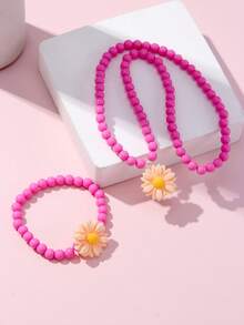 14pcs Multi-Color Daisy Pendant Necklace Charm Beaded Bracelet Children Jewelry Set Suitable For Holiday Party Birthday Gift Daily Wear - Multicolor - View 11