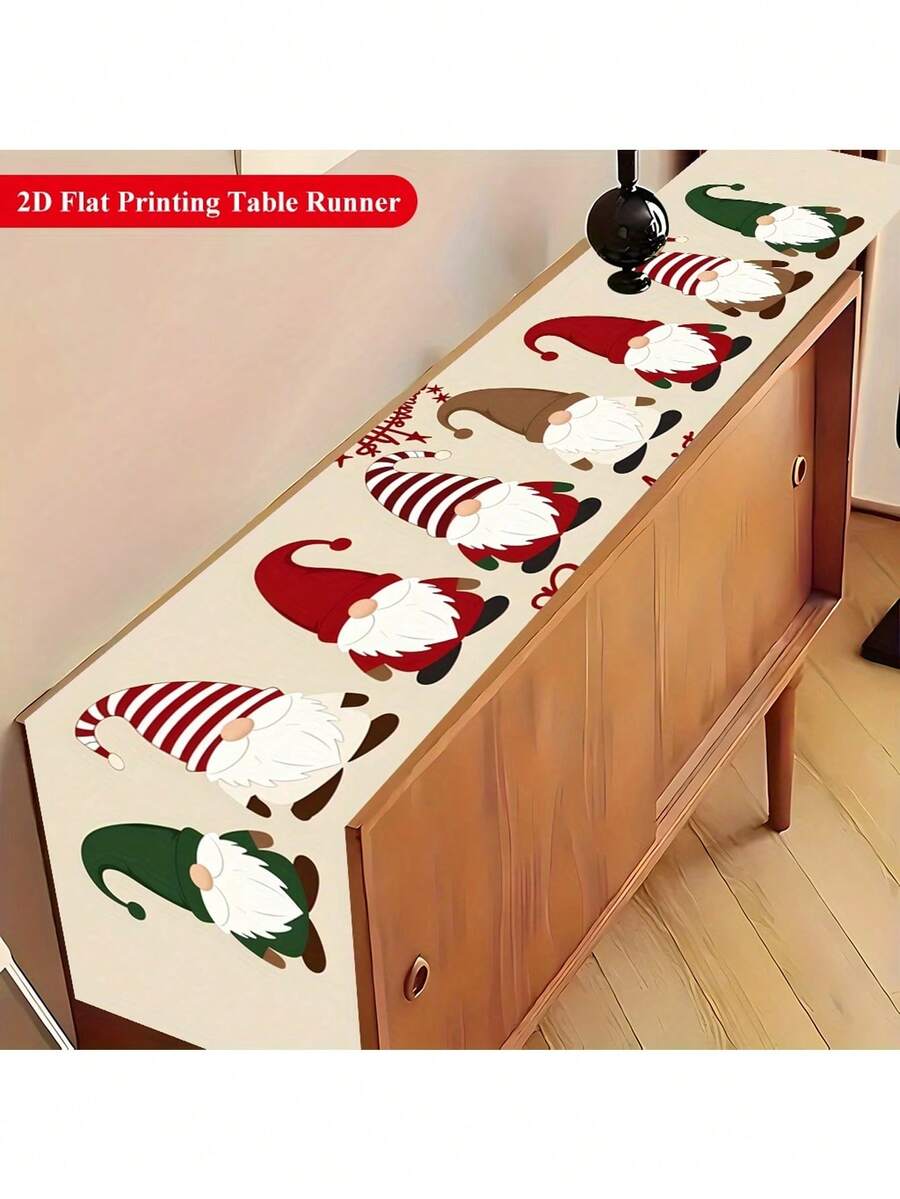 3PCS Christmas Table Runner Decor, Christmas Gnome Table Runner Decoration, Rectangular Polyester Table Runner, Perfect For Christmas Holiday Party Dining Table Decor, Dining Table, Coffee Table, Home Party Decor, Kitchen Decor, Christmas Holiday Themed Decoration - Multicolor - View 1