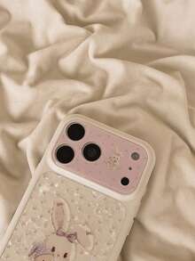 1pc Japanese & Korean Style Shell Pattern Purple Floral Rabbit Phone Case Compatible With Iphone 17 Pro Max, Large Window, 16 Pro New Model, 15, 14/13/12, Women's Full Coverage Hard Shell - Multicolor - View 4