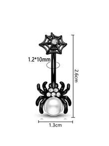 1pc Stainless Steel Dark Series Spider Belly Button Ring Piercing Jewelry Suitable For Daily Wear - Black - View 5