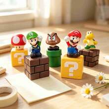 SUPER MARIO BROS. 1set/5pcs نماذج شخصيات S-Uper، زينة مكتبية أنمي فاخرة، هدية احتفالية مميزة للأقارب والأصدقاء (نمط عشوائي) - متعدد الألوان - مشاهدة 2
