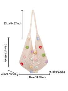 2026 Spring Fashion New Woven Crossbody Bag, Suitable For Daily, Casual, Outing, Travel, Vacation - White - View 2