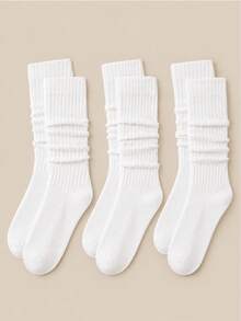 1/2/3 Pairs Slouchy Over-Knee Socks – Solid Black/White Design. Effortless Street Style For Boots, Loafers, Festivals & Wedding Season. - Multicolor - View 12