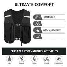 Running Vest Backpack With 2L Water Bladder And 500ML Soft Water Bottle, Camel Water Bladder Backpack, Lightweight Insulated Water Bladder Bag, Suitable For Hiking, Trail Running, Cycling, Racing, Marathon, Unisex - Black Backpack + 2PCS 500ML Water Bottle - View 7