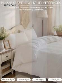 2pcs Or 3pcs White Solid Reversible Duvet Cover Set (1 Duvet Cover And 1/2 Pillowcase), Breathable Bedding Set, Suitable For Home Use, All Seasons. Dual-Color Design, Applicable For Bedroom, Guest Room, Wedding, Valentine's Day, Dormitory, School And Other Occasions. - White - View 10
