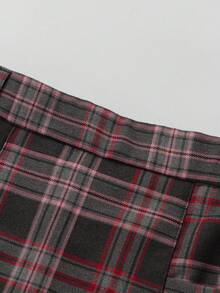 Balabala Kids' Skirt Autumn/Winter Girls' Short Skirt College Style Pleated Woolen Fashion - 紅灰色調 - 查看 3