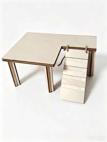 1. Hamster L-Shaped Solid Wood Platform With Ladder, Golden Hamster Landscape 2-Tier Wooden Stand - S - View 6