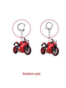2D Flat Keychain, Red Sports Car Motorcycle Shaped Acrylic Novelty Keychain Car Pendant, Racing Theme, Motorcycle Enthusiast Car Key Pendant - Multicolor - View 10