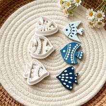 3Pcs Sea Animal Fish Texture Clay Cutters, Ornate Ocean Fish Pattern Clay Cutting Molds, DIY Handmade Earring Pendant Jewelry Craft Supplies - 3-pack - View 4