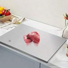 1pc Stainless Steel Cutting Board, Kitchen Essential - Large Stainless Steel Cutting Board With Lid And Non-Slip Pad, Suitable For Countertop, Used For Cutting Meat, Vegetables, Bread And Baking, Kitchen Accessory - Silver - View 9
