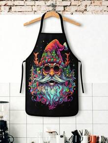 4pcs Christmas Cartoon Character Print Apron Set, Penguin Santa Snowman Elf Pattern Kitchen Cooking Baking Aprons For Holiday Party Home Decoration - Multicolor - View 5