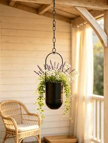 1pc Nordic Style Hanging Planter With Detachable Chain, Green Plant Hanging Pot, Garden Decor Flower Pot, Indoor Foliage Plant Hanging Planter - Hanging Chair - View 4
