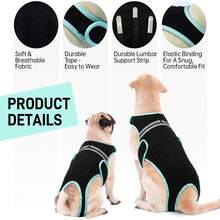 1 buah Rompi Pemulihan Pasca Operasi Anjing dengan Desain Garis Reflektif, Rompi Penopang Punggung Anjing Lembut untuk Pemulihan Pasca Operasi, Pencegahan Penyakit Punggung Anjing, Penopang Tulang Belakang untuk Dachshund, Corgi, French Bulldog dan Anjing Senior, Cocok untuk Anjing Besar, Sedang dan Kecil, Hitam, Semua Musim - Hitam - View 3