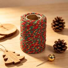 2 Rolls Multifunctional 2mm Rope, 20m/Roll Tricolor Line, Holiday Rope, Red, Green, Gold Striped Line For Gift Wrapping, DIY Crafts, Sewing And Holiday Decoration - A - View 5