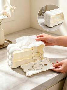 1-3pcs Cloud Shaped Plastic Tissue Box, Square Desktop Tissue Holder, Marshmallow Design, Suitable For Living Room, Bedroom And Dining Table Decoration - Multicolor - View 9