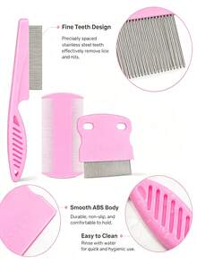 Flea And Tick Comb, Stainless Steel Dog And Cat Grooming Comb (Round Teeth), Double-Sided Professional Pet Tear Stain Remover, Detangling Tool, Suitable For Small, Medium And Large Pets - Multicolor - View 5