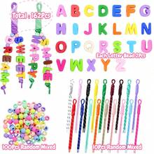 162pcs Set, Includes 52pcs 3D Bubble Letter Beads A-Z, 10pcs Colorful Paracord Straps And 100pcs Spacer Beads, Suitable For DIY Backpacks, Handbags, Luggage Charms And Keychains - Multicolor - View 7
