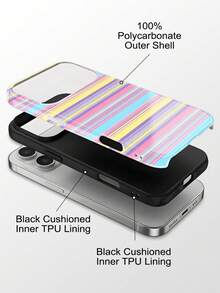 1件裝亮面彩色糖果條紋 2合1手機殼，全包覆加厚設計，相容 iPhone 18 Pro Max、17 Pro、16e、16、15、14、13、12 與 11，韓系 Y2K 與日系極簡 Ins 風格，適合聖誕節、萬聖節、情人節、復活節、婚禮，送給朋友的絕佳生日禮物 - 彩色 - 查看 2
