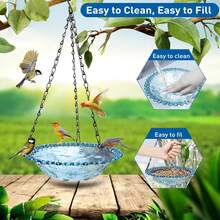 1pc Hanging Bird Bath And Feeder, Outdoor Bird Food Tray, Bird Feed Rack, Garden Decorative Bird Feed Rack - A - View 1