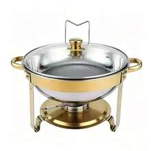 Premium Self-Heating Buffet Set, Stainless Steel Food Warmer, Kitchen Cookware, With Gold-Plated Stand, Lid And Handle. All-In-One Buffet Hot Pot Stove, Suitable For Hotel, Party, Wedding And Home Dining - View 14