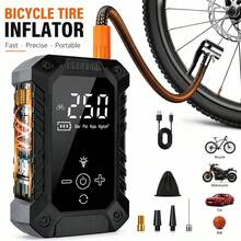 Portable Tire Inflator, Cordless Air Compressor, Rechargeable Electric Tire Pump With Digital Pressure Gauge, Led Light & Auto Shut-Off, 150psi Fast Inflation For Car, Motorcycle, Bicycle & Balls.7.4V 2000mAh - Wireless - View 1
