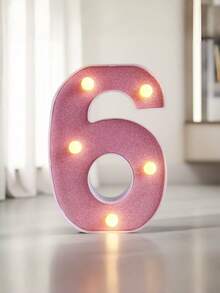 1pc Pink Sequin Glowing Letter/Number Desktop Decorative Night Light, Romantic Proposal Birthday Party Atmosphere Light, Guide Light - Q2-pink Letter Light - View 30