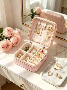 1pc Travel Jewelry Box, Large Capacity Jewelry Storage Box, Jewelry Organizer Box, Multi-Functional Jewelry Display Box, Jewelry Storage And Organizer Box, Portable Travel Jewelry Box, Travel Essential, Perfect Gift For Women - Multicolor - View 4