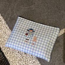 Blue Plaid Handbag Large Capacity Bestselling Makeup Bag Student New Style Versatile Storage Cartoon Makeup - View 5