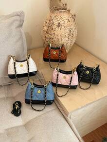 1PC Mini Handbag Crossbody Bag, Casual Minimalist, Chain Design, Non-Adjustable Shoulder Strap, Suitable For Daily Outings, Shopping, Travel, Photography, Compact And Convenient, Can Easily Hold Daily Essentials, Versatile Item, Fashion Favorite, Suitable For Various Styles And Occasions, Also The Best Gift For Teenagers - Multicolor - View 2