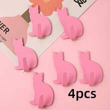 4pcs Pink Cat Wall Hooks - Easy To Install, Suitable For Room, Bedroom, Living Room, Office - Can Store Keys, Coats, Towels, Jewelry, Butterfly Bedroom Decor, Room Jewelry Storage Rack, Fashionable Storage Solution, Elegant Design - Multicolor - View 11