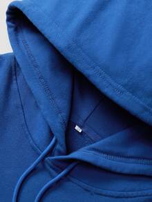 Women's Loose-Fit Cotton Hooded Sweatshirt With Pockets For Autumn And Winter, Perfect For Casual, Street-Style And Sportswear Looks - Blue - View 5