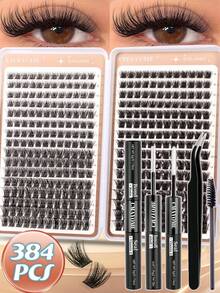 CMAYOME 200/384pcs Individual Curl Eyelash Extension Kit, D Curl 10-16mm Mixed Style, DIY Eyelash Extension Set Includes Natural, Delicate, Voluminous, Long-Lasting Lashes, Glue, Sealer And Tweezers, Suitable For Beginners Daily, Party, Music Festival Use - Multicolor - View 16
