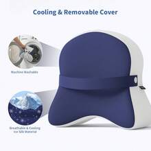 1pc Memory Foam Leg Pillow, Streamlined Grooved Design Leg Pillow, Contoured To Leg Curve, Ergonomic Knee Pillow, With Adjustable Strap To Fix Position, Provides Thigh And Hip Support For Side Sleepers - Blue and White - View 4