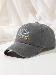 1pc Men's Retro Uncle Letter Print Baseball Cap Washed Polyester Casual Adjustable Breathable Sun Hat - A - View 8