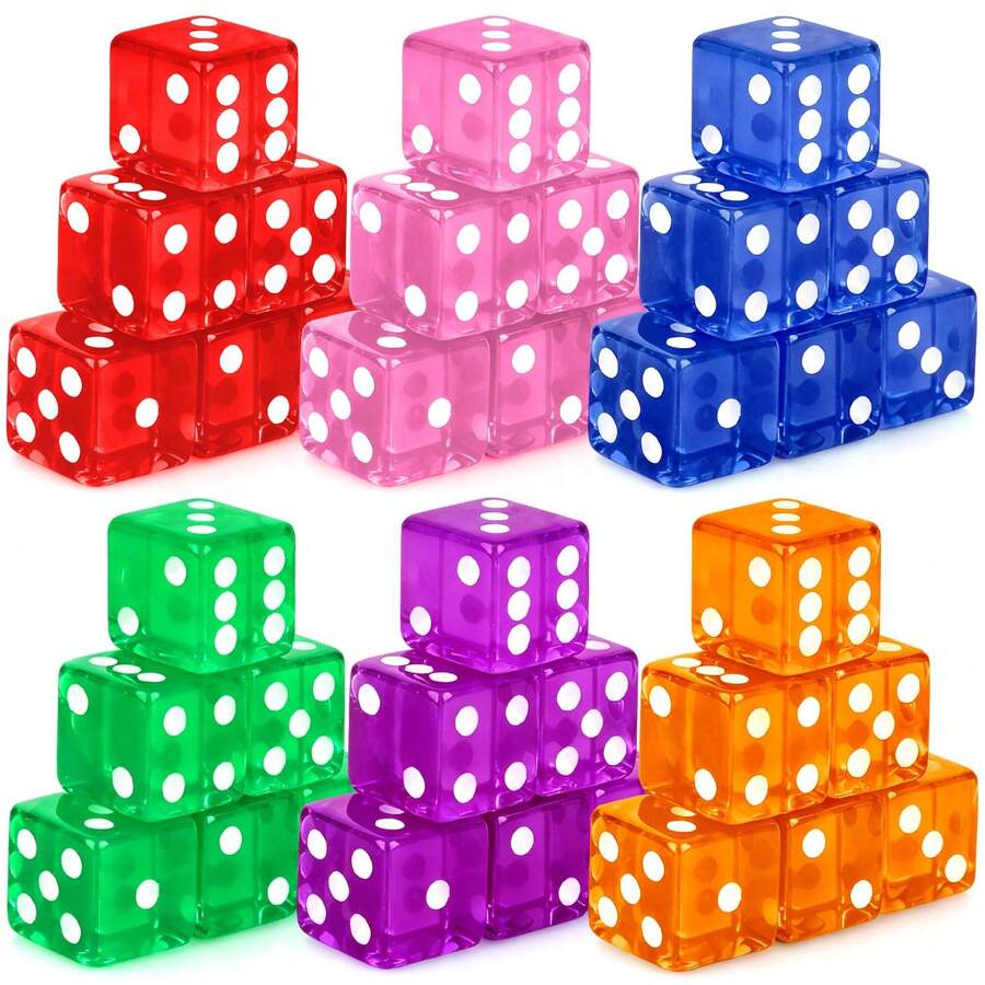 50 Colorful Dice, Six-Sided Dice, Suitable For Board Games, 14mm Bulk Dice, Ideal For Parties, Board Games (Color Random) - 1 - View 1