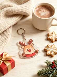 1pc Christmas Acrylic Keychain, Cute Gingerbread Tree, Santa Claus, Reindeer Cartoon Design, Christmas Stocking Filler Gift, Christmas Decoration Pendant, Christmas Promotion, Holiday Party Small Gift, Suitable For Bags And Car Keys - Multiple Styles - View 9