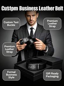Customizable Men's Belt, Made Of PU Leather Material, Personalized Gift, Also Suitable For Anniversary, Father's Day, Husband And Boyfriend's Ideal Gift, Also Suitable For Business And Casual Occasions. Portable, Minimalist, Personalized And Unique. - Multicolor - View 3