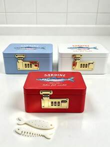 Jewelry Organizer With Sardine Pattern, Jewelry Box With Combination Lock, Hair Accessory Storage Case. Portable Card Storage Box, Daily Miscellaneous Storage, Suitable For Travel, Dorm, Home, Office, Birthday Gift, Halloween Christmas Gift - Multicolor - View 10
