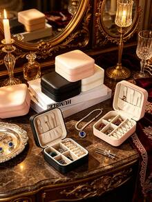 1pc Travel Jewelry Box, Large Capacity Jewelry Storage Box, Jewelry Organizer Box, Multi-Functional Jewelry Display Box, Jewelry Storage And Organizer Box, Portable Travel Jewelry Box, Travel Essential, Perfect Gift For Women - Multicolor - View 1