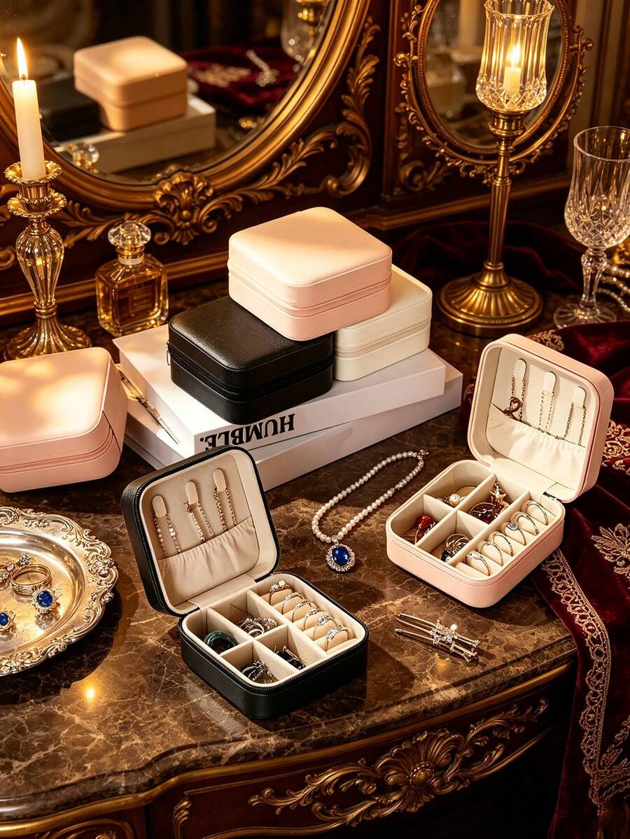 1pc Travel Jewelry Box, Large Capacity Jewelry Storage Box, Jewelry Organizer Box, Multi-Functional Jewelry Display Box, Jewelry Storage And Organizer Box, Portable Travel Jewelry Box, Travel Essential, Perfect Gift For Women - Multicolor - View 1