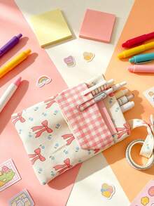 5/1pc Portable Nurse Pen Pouch, Dual‑Layer Canvas Stationery Storage Bag With Front Pocket, Compact Office Pencil Case, Multi‑Functional Pouch For Pens & Small Cosmetics, Great For Nurses And Daily Office Work - Multicolor - View 7