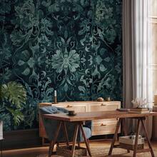 Wall Mural - Oriental Pattern Carpet: Emerald Ornaments And Worn Patterns - Self-adhesive - View 1