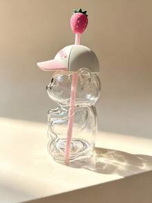 Cross-Border Co-Branded Bestseller Strawberry Bear Shaped Glass Straw Cartoon Transparent Coffee Cup - Multicolor - View 4