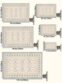 1pc Light Color Bohemian Living Room Rug, Suitable For Kitchen, Dining Room, Bedroom, Room Holiday Decor, Indoor/Outdoor, Office, Lobby, Anti-Slip Doormat, Bathroom Rug, Hallway, Study, Gaming Area - Beige - View 4