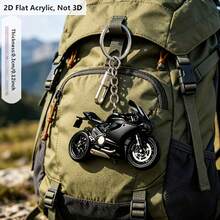somoving 3pcs Motorcycle Design 2D Flat Acrylic Keychains, Non-3D, 0.3cm Thick, Durable Clear Printing, Cute Motorcycle Pendant, Fashionable Handbag Charm, Car Key Ring, Creative Gift For Riders And Motorcycle Enthusiasts - Multicolor - View 5