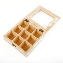 9 Compartments Storage Box Organizer Wooden Sugar Bag Container Wooden Tea Bag Jewelry Accessories Organizer Brooch Organizer - As Picture - View 3