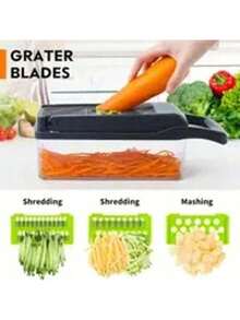 Vegetable Chopper, Vegetable And Fruit Slicer, Food Grater, Cutter (With Container), Onion Chopper (With Multiple Interchangeable Blades), Potato Chopper, Kitchen Supplies, Kitchen Gadgets - View 2