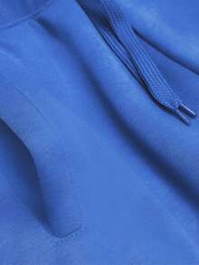 Sweatpants, Elastic Waistband With Drawstrings, Mid-Rise, 2 Pockets, Tapered Legs With Drawstrings, Basic - Medium Wash - View 3